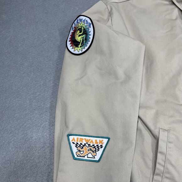 Airwalk x Forever 21 Jacket Mens Medium Beige Harrington Skater Patch Streetwear - Picture 6 of 11